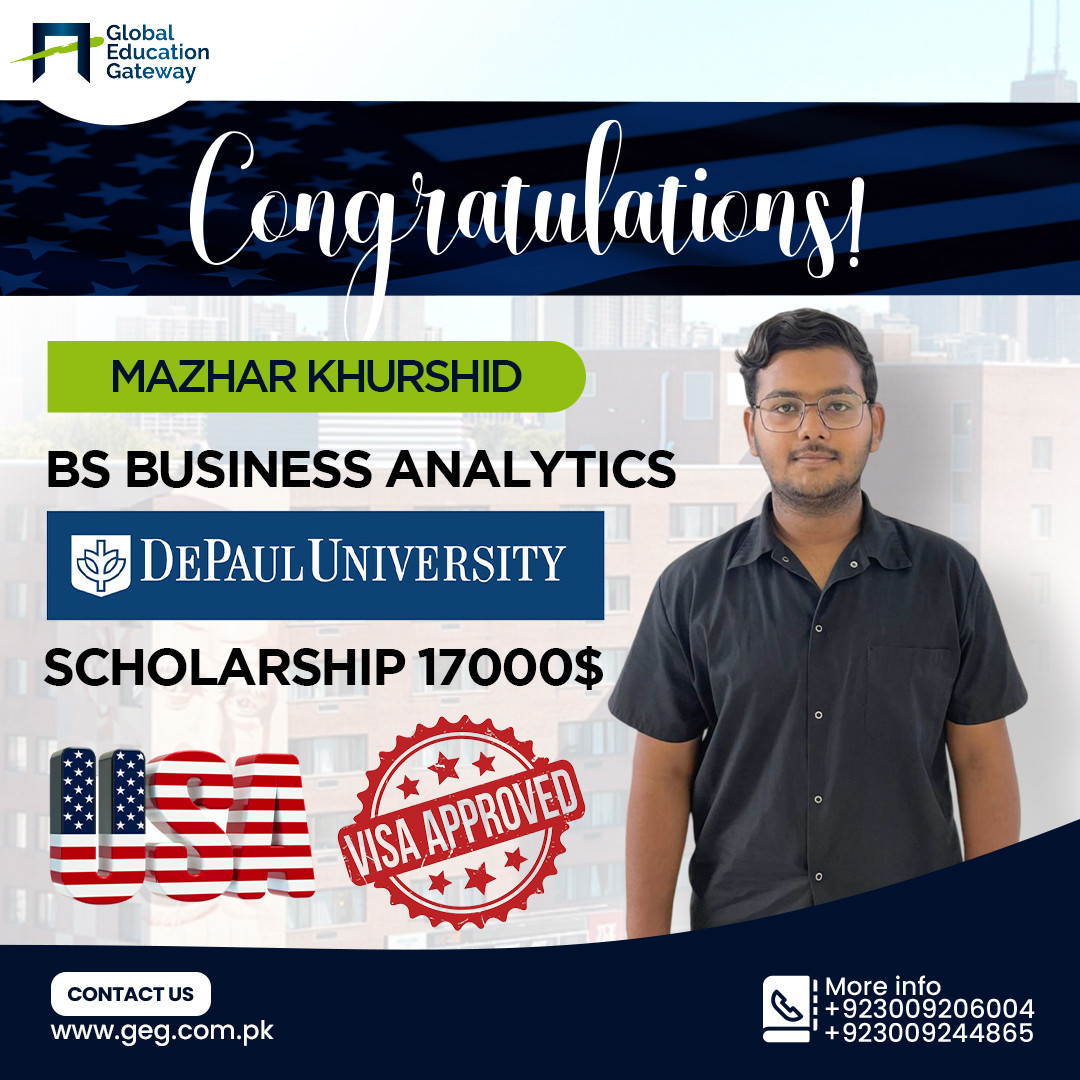 Mazhar Khurshid — USA visa approved, BS Business Analytics, DePaul University, $17000 scholarship