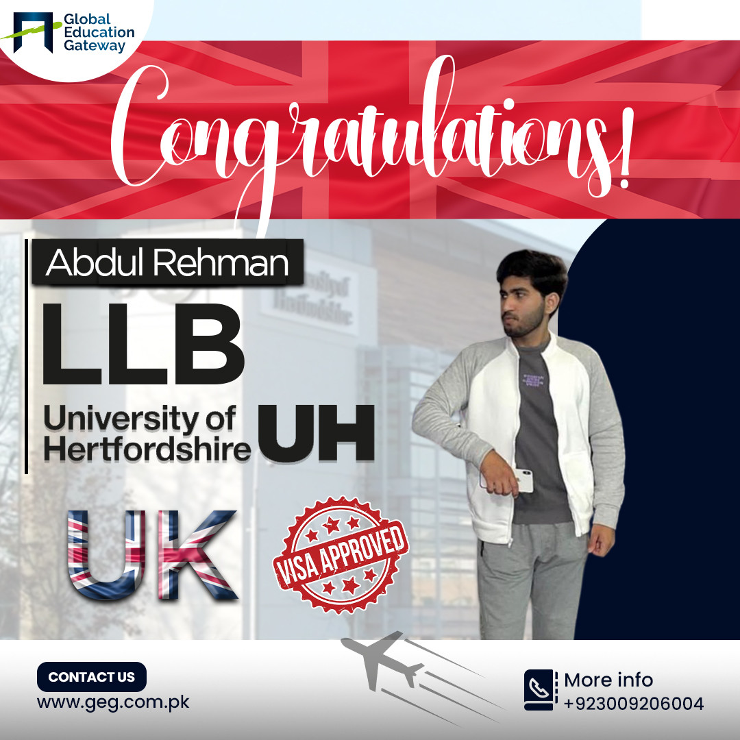 Abdul Rehman — UK visa approved, LLB, University of Hertfordshire