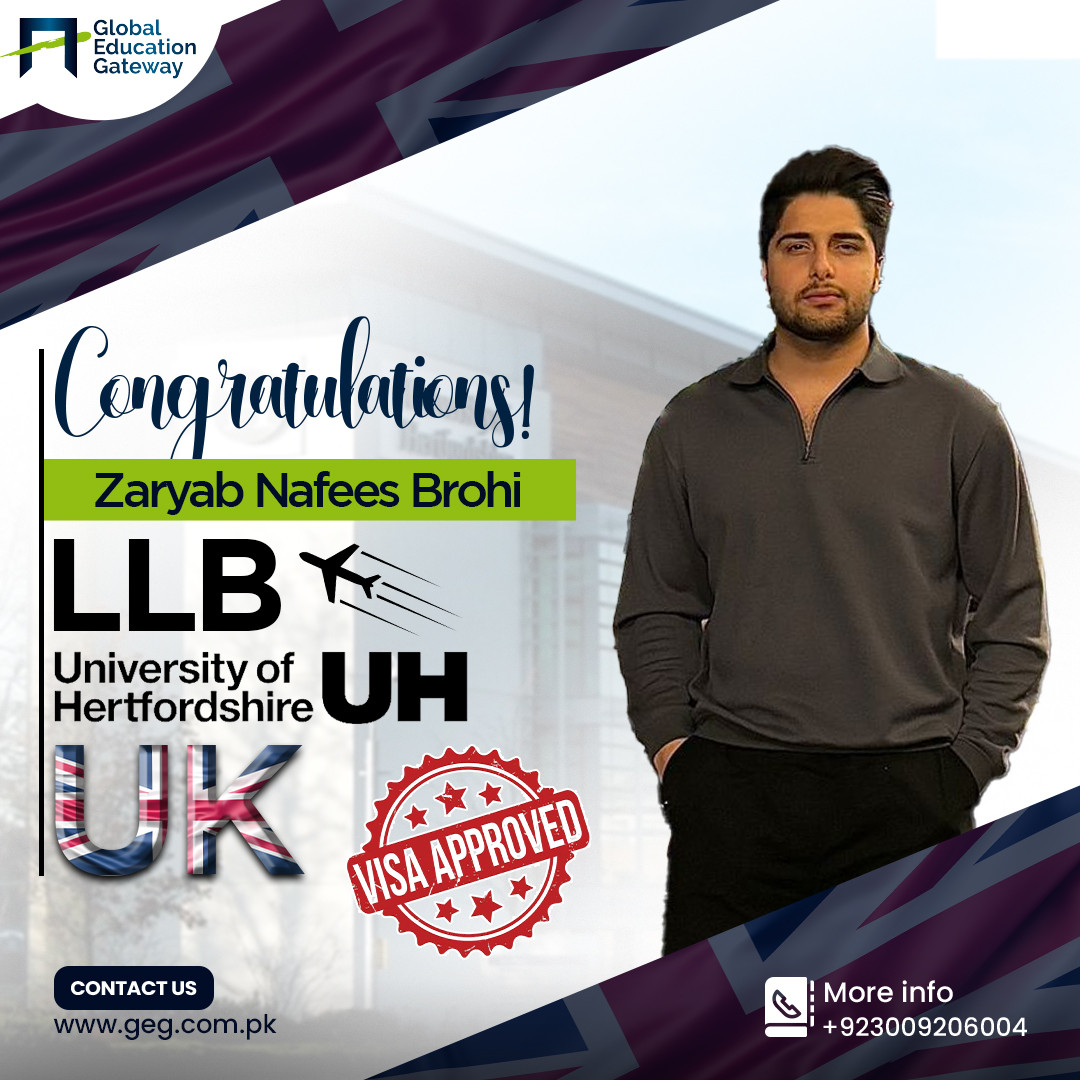 Zaryab Nafees Brohi — UK visa approved, LLB, University of Hertfordshire