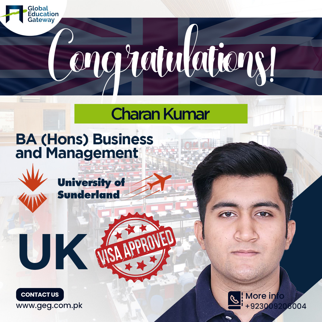 Charan Kumar — UK visa approved, BA (Hons) Business and Management, University of Sunderland