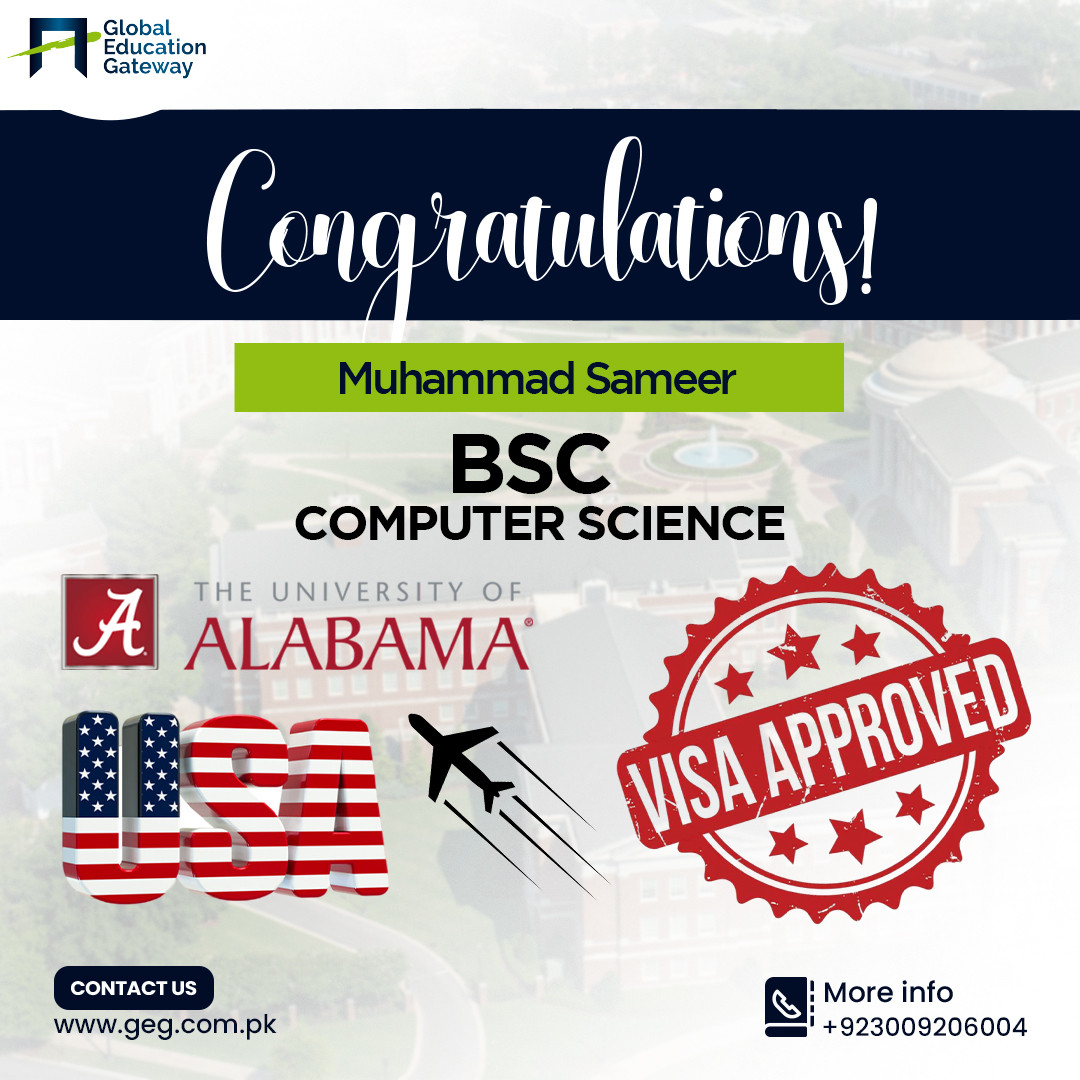 Muhammad Sameer — USA visa approved, BSc Computer Science, The University of Alabama